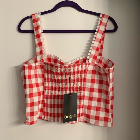 FINAL PRICE Collectif Mainline Lottie Vintage Gingham Top XXL - Picture 4 of 6